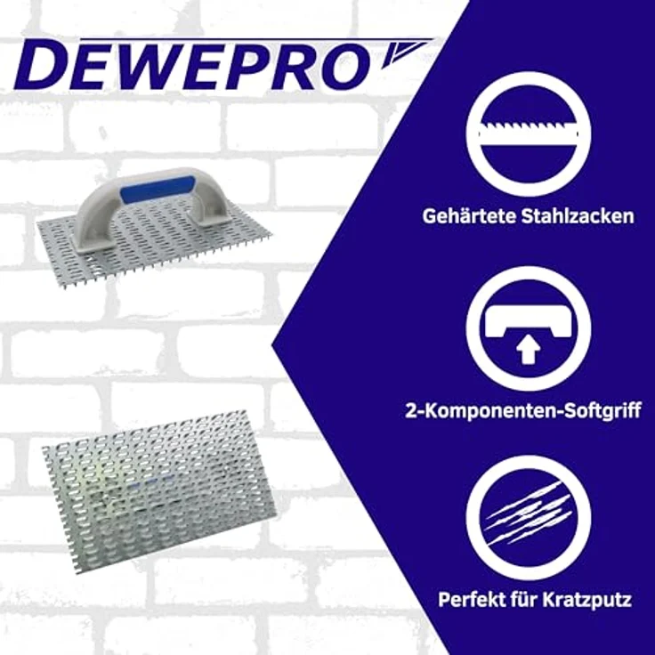 DEWEPRO Profi Edelputzkratzer - Putzkratzer - Raspelbrett für Mineralputz - Abmessung: 250x135mm – Bild 2