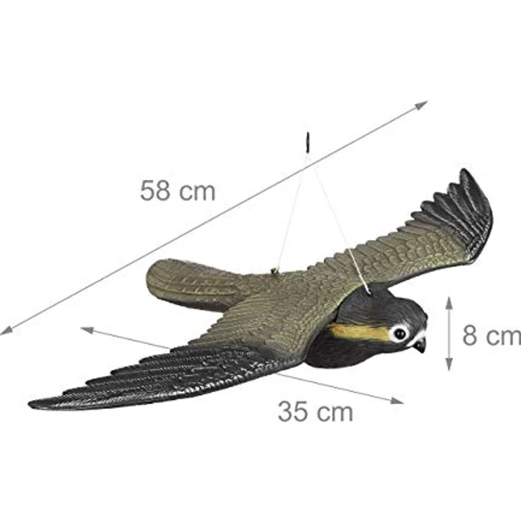Relaxdays Vogelschreck Falke, fliegender Greifvogel als Vogelscheuche, Raubvogel Attrappe, Vogel lebensgroß, mehrfarbig – Bild 5