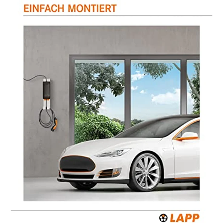 LAPP Wandhalterung für mobile Lade stationen, einfache Montage, weiß/orange, inkl. Schrauben und Dübel – Bild 5