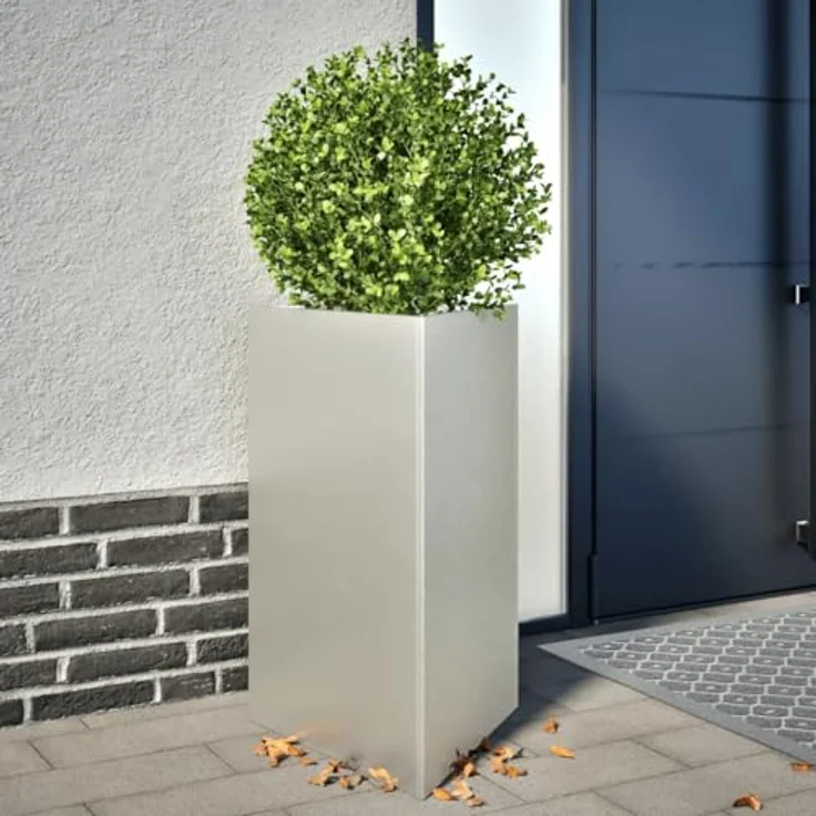 vidaXL Pflanzkübel Dreieckig 50x43x75 cm Edelstahl, rostbeständig und tief für gesundes Pflanzenwachstum – Bild 2