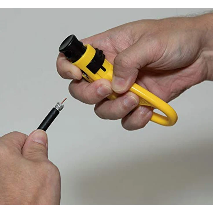 Klein Tools VDV110-061 Abisolierwerkzeug für Koaxialkabel, 2 Stufen einstellbar, radial, Gelb-schwarz – Bild 7