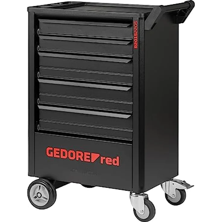 Gedore Wks.Wagen GEDWorker 5 Schubladen, Werkstattwagen aus Stahlblech, korrosionsbeständig, RAL 9005, Tragfähigkeit 200 kg – Bild 7