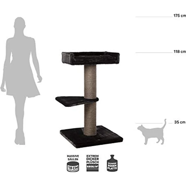 CanadianCat Company | Kratzbaum Barnie | grau | ca. 60 x 75 x 118 cm | Ø 18 cm Sisalstamm XXL, geeignet für große Katzen – Bild 2