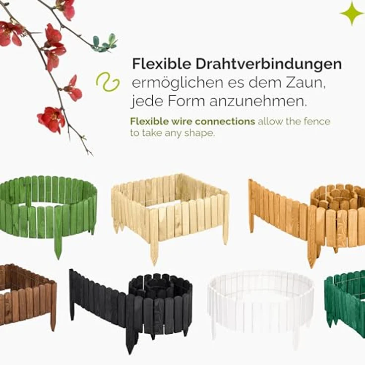 Garronda Rasenkante Holz Beeteimfassung imprägniert, flexibler Rollborder Zaun für Garten, 200 cm x 10 cm, Graphite – Bild 4