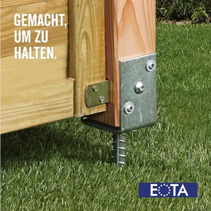 U-Pfostenträger ETA-10/0210 101x100x200x60mm TZN m.Betonanker a.Riffelstahl GAH – Bild 2