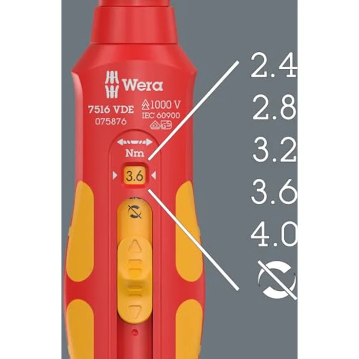 Wera 7516 VDE Kraftform Safe-Torque Speed Drehmomentschraubendreher, 2,4-4,0 Nm, mit 9 mm Sechskantaufnahme und überrutschender Drehmomentfunktion – Bild 5