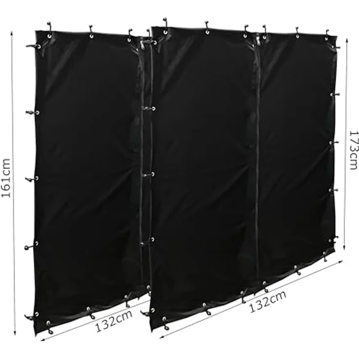QUICK STAR Wetterschutz Set Front- & Rückwand für Kaminholzregal, 143 x 185 cm, wetterfestes Polyester, Schwarz, inklusive Spanngummis – Bild 3