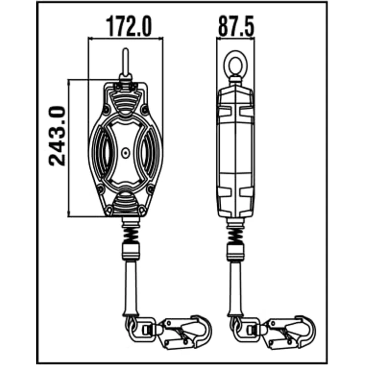 KRATOS SAFETY Helixon-S 3,5m Stahldrahtseil mit automatischem Rückzug, EN360, PSA 100kg, robustes Polymergehäuse, verzinktes Stahldrahtseil, vertikaler und horizontaler Gebrauch, zertifiziert nach EN360 – Bild 4