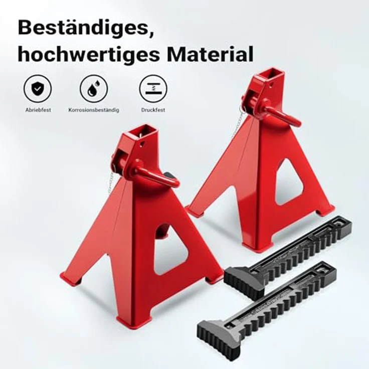 Wiltec, Wagenheber Unterstellbock Set, 2er Set mit maximaler Traglast von 12 Tonnen, höhenverstellbar von 49 cm bis 75 cm, rutschfeste Gummiauflage – Bild 6