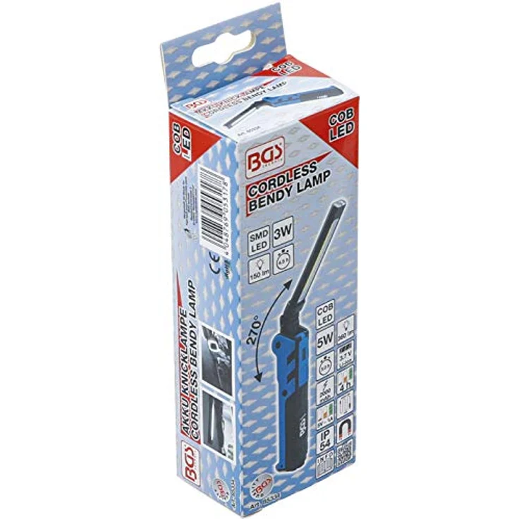 BGS 85334 | Akku-Knicklampe | COB-LED | 5W | mit Haken zum Aufhängen & Magnet am Lampenfuß | Arbeitsleuchte – Bild 7