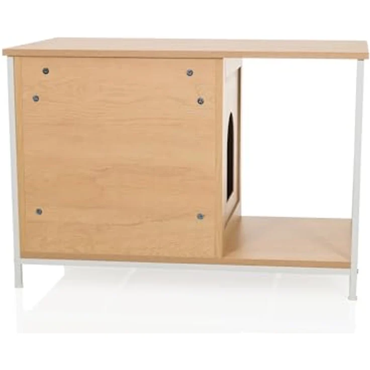 hjh LIVING Kittyhome 1, Offenes Katzenklo im Boho-Stil mit integrierter Kratzfläche und Ablage, MDF-Material – Bild 6