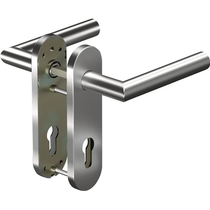 Ogro Kurzschildgarnitur CORE 8906, Edelstahl WC-Türgriff mit abgerundeter Form, für Türstärken 37-42 mm, DIN 1906 Klasse 4