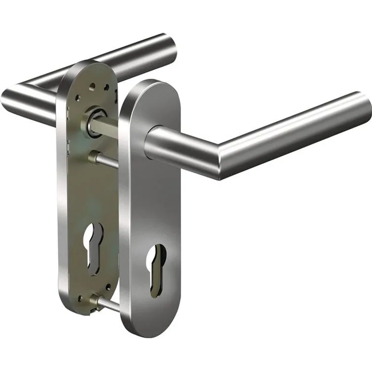 Ogro Kurzschildgarnitur CORE 8906, Edelstahl WC-Türgriff mit abgerundeter Form, für Türstärken 37-42 mm, DIN 1906 Klasse 4