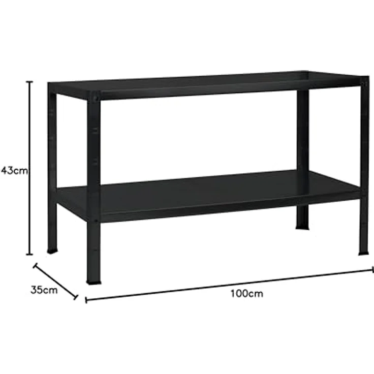 SCHULTE Regalwelt Steckregal mit 2 PowerMAX Fachböden, 65 kg Tragkraft, 43x100x35 cm (HxBxT), schwarz-Struktur, Lagerregal, Werkstattregal, Kellerregal, Garagenregal, Metallregal – Bild 3