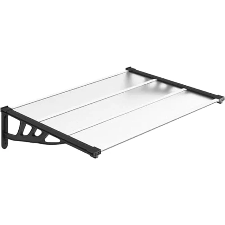 vidaXL Markise Türvordach Schwarz und Transparent 122x90 cm Polycarbonat (1-St) mit stabilem Rahmen und einfacher Montage – Bild 1