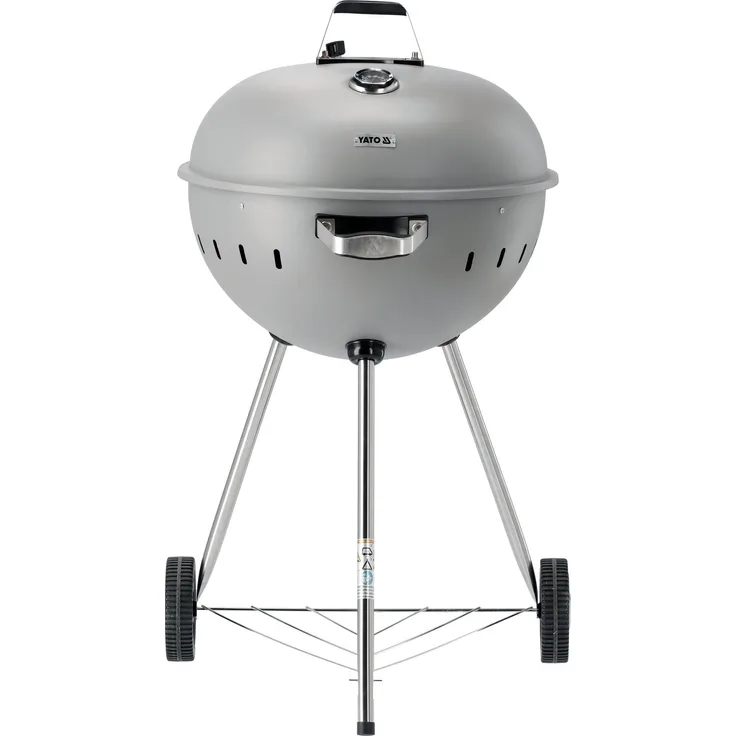 TRIZERATOP Runder Holzkohlegrill Kugelgrill 54cm mit Thermometer, grau, pulverbeschichtete Stahlkochstelle und Umluftklappe