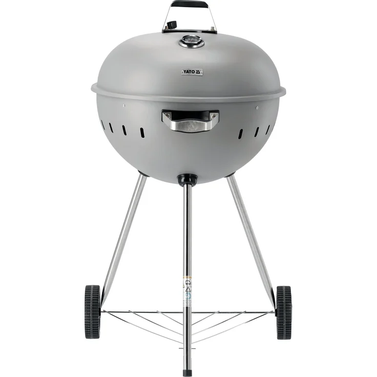 TRIZERATOP Runder Holzkohlegrill Kugelgrill 54cm mit Thermometer, grau, pulverbeschichtete Stahlkochstelle und Umluftklappe
