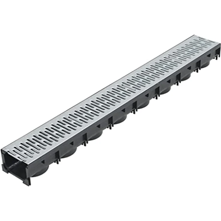 vidaXL 6x Entwässerungsrinne Komplett Set, verzinkter Stahl, 6m, korrosionsbeständig, schwarz und silber – Bild 2