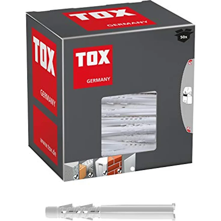 TOX Allzweckdübel mit umlegbaren Kragen Tetrafix XL 8 x 80 mm, verlängerter Schaft für Rahmen - Anwendungen, 50 Stück, 021100101 – Bild 2