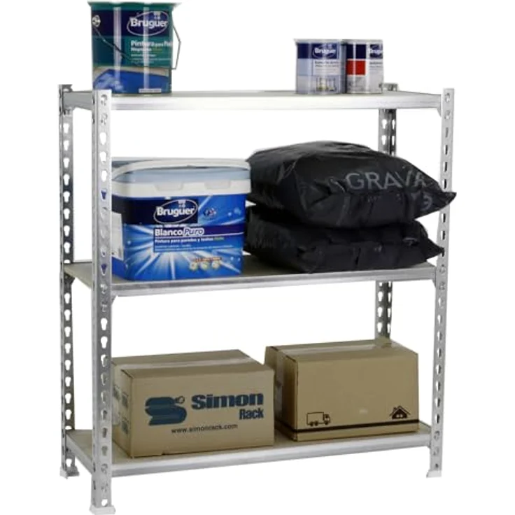 Simonrack Simonclick Metallregal Maderclick SuperPlus, 100 x 110 x 40 cm, 3 Böden, 200 kg Traglast pro Boden, Stecksystem, Silber – Bild 7