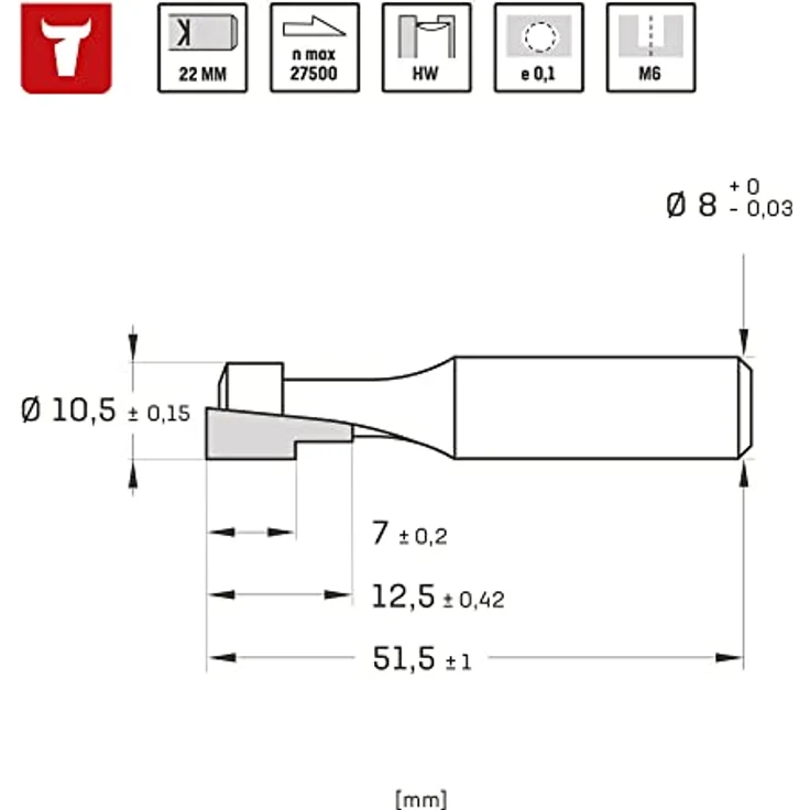 STIER T-Nutfräser M6, 10,5 x 6,6 x 8 mm, für Oberfräsen und Nutensteine, leistungsstark und langlebig – Bild 3
