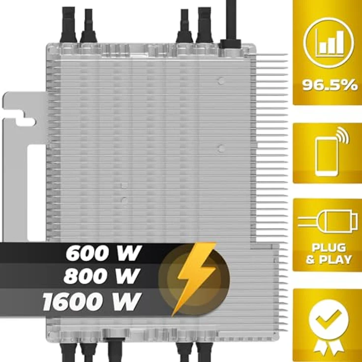 VENDOMNIA DEYE Mikro-Wechselrichter SUN-M160G4-EU-Q0, 1600 W für Mini-PV Solaranlage, IP67 wetterfest, 4 MPPT, WiFi, hohe Effizienz – Bild 2