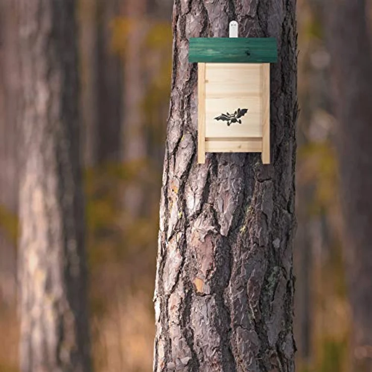 Relaxdays Fledermauskasten, Unterschlupf für Fledermäuse, aus unbehandeltem Holz, HxBxT: 25,5 x 18 x 6 cm, natur/grün – Bild 3