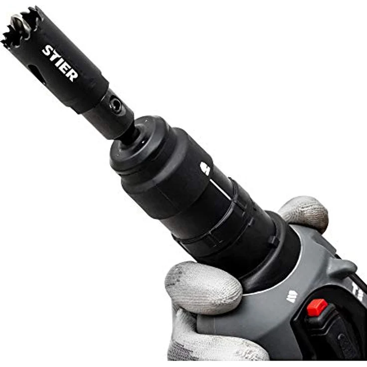 STIER SDS Plus Adapter 1/2" 20 UNF für Lochsägen 14-32 mm inkl. Inbusschlüssel, stabil und leicht, SDS Plus, HSS Zentrierbohrer, von STIER – Bild 5