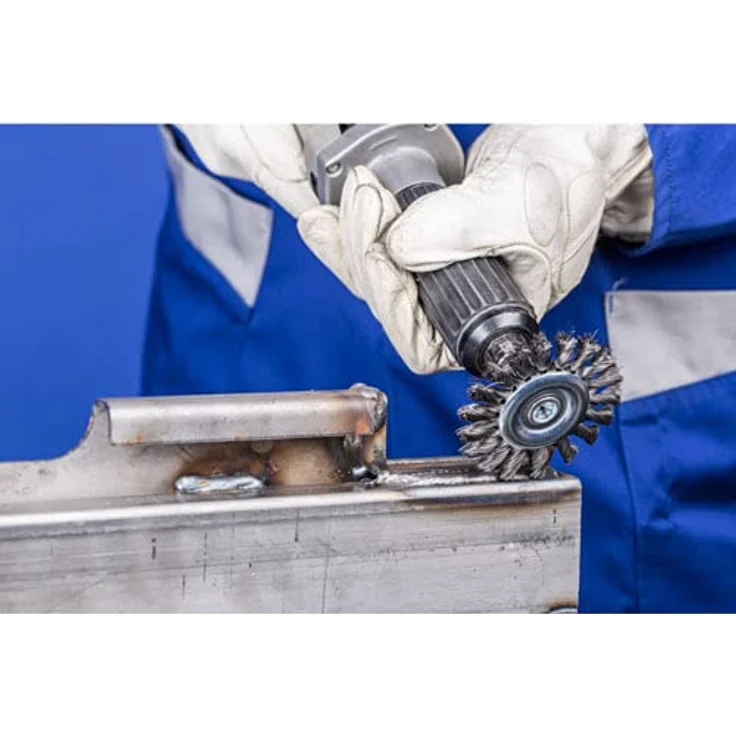 PFERD TOOLS POS Rundbürste gezopft RBG, Edelstahl-Draht Ø0,35 mm, Ø76x6 mm, Schaft-Ø6 mm, korrosionsbeständig, für Edelstahl (INOX) – Bild 4