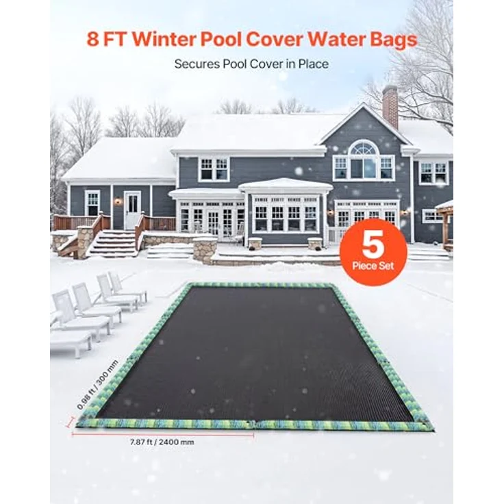 VEVOR Pool Beschwerungssack, 6er Pack à 240x30 cm, 0,4 mm dicke PVC-Wassersäcke mit Reflektorstreifen und auslaufsicherem Schraubverschluss, zur Befestigung von Poolabdeckungen im Winter, blau – Bild 2