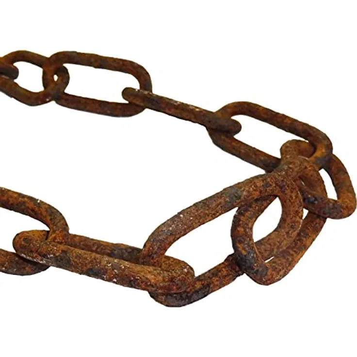 vitaliano rostige Stahlkette Gliederkette Meterware, 1 Meter, 5mm stark, Eisenkette im Antik, Retro, Vintage-Stil, als Regenablaufkette, Ringkette, Lampenkette, Deko, Metall Rost Deko für Garten