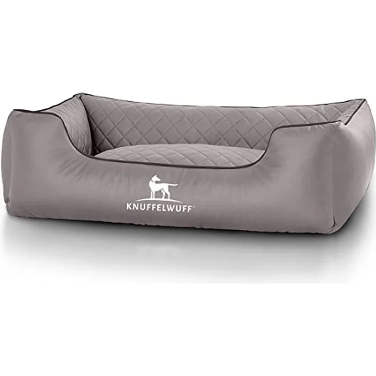 Knuffelwuff Hundebett Kunstleder Hundekorb Hundesofa Hundekissen Hundekörbchen waschbar Milan, M-L 85 x 63cm, grau - Exzellente Formstabilität, hochwertige Materialien, abnehmbarer Bezug – Bild 2