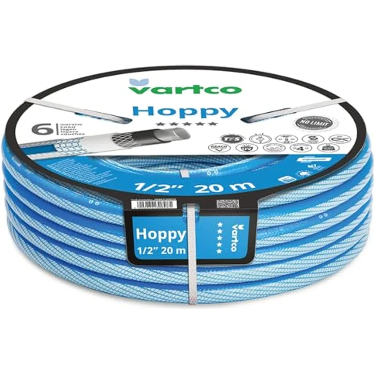 Vartco Hoppy 6-lagiger Gartenschlauch, flexibler und UV-beständiger Wasserschlauch mit Food Safe Zertifizierung, Anti Twist, 36 Bar, 1/2" 20m – Bild 1