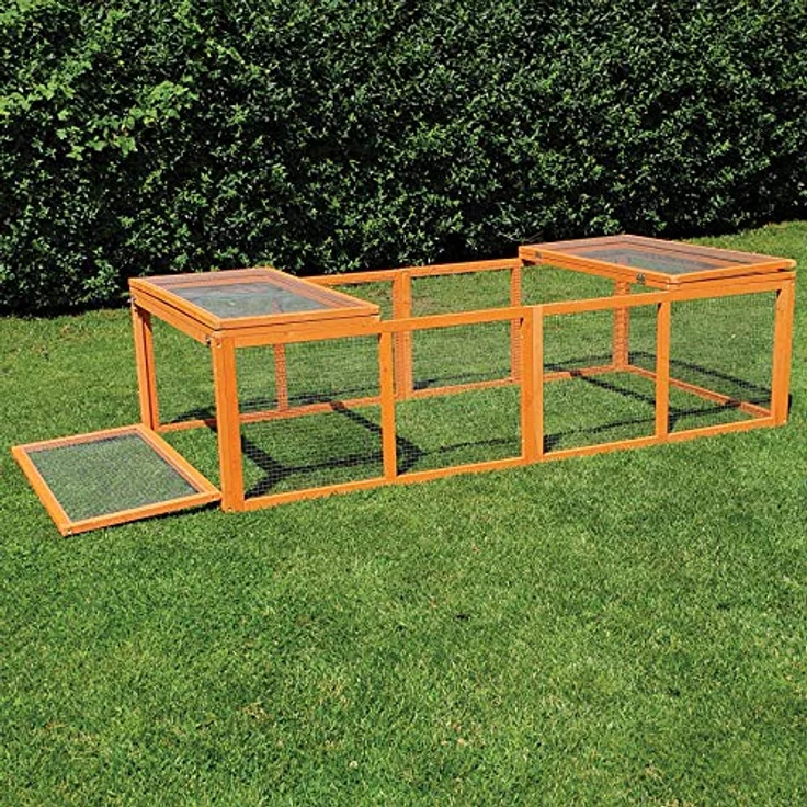 NYVI Freilaufgehege FreeBunny XXL 180x90x48 cm Natur - Wetterfest, Imprägniert, Erweiterbar - Außengehege für Kleintiere wie Hasen & Kaninchen - Freilauf Auslauf - Freigehege aus Holz & Metallgitter – Bild 1