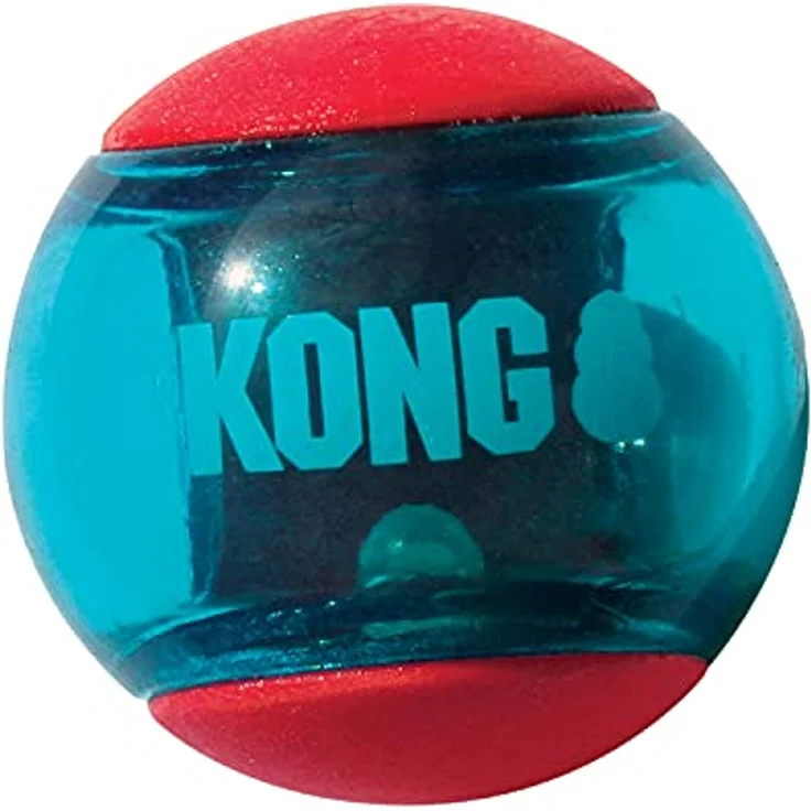 KONG -Squeezz Action Ball, Rot – Interaktives, Quietschendes Apportierspielzeug mit Mehrfachen Texturen – Für Mittelgroße Hunde… – Bild 1