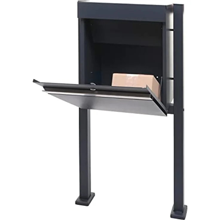 PROREGAL Paketkasten mit Standfuß, verzinkt anthrazit-Edelstahl, HxBxT 120x59x36cm, abschließbar, mit Einwurfsystem und Rückholsperre, für Pakete bis 16x30x22 cm – Bild 4