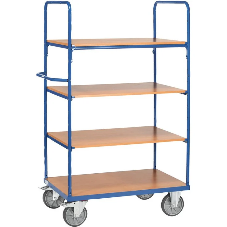 FETRA Etagenwagen 8301, Transportwagen mit 4 variablen Einlegeböden, Tragfähigkeit 600 kg, brilliantblau