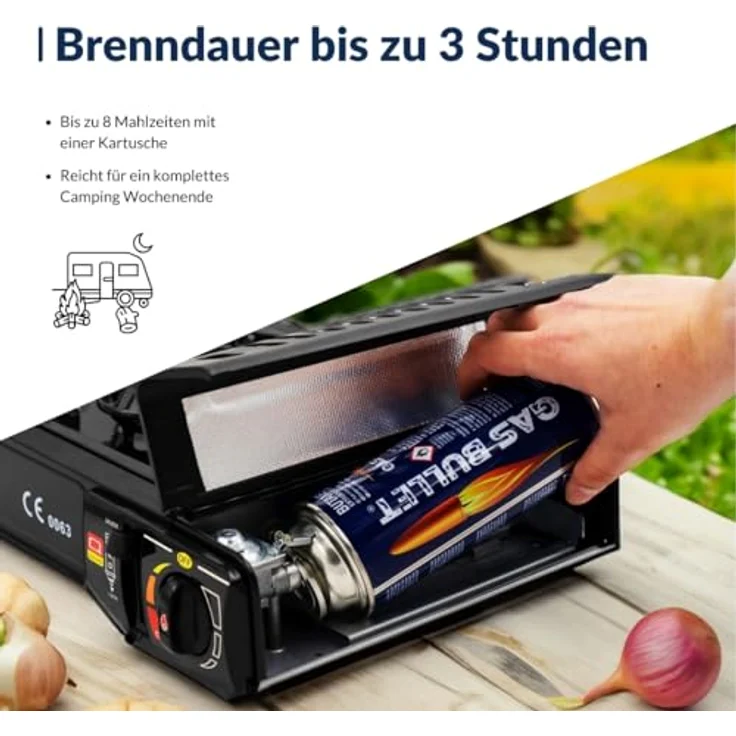 Gas Bullet ® Gaskartusche 227g mit Bajonett-Ventil (MSF-1a) | Butan | Ideal für Camping und Outdoorküchen | Sichere Anwendung und langlebige Leistung – Bild 3