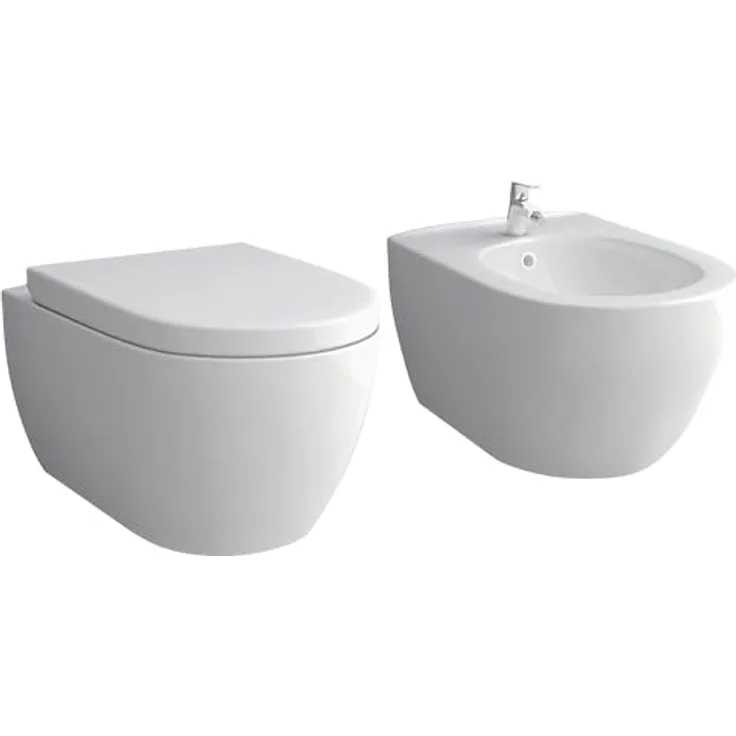 Alpenberger Hänge WC & Bidet | Badezimmer Set | Kloschüssel mit WC Sitz mit Absenkautomatik | Bidet für Intimdusche mit Hahnloch und Überlaufschutz | WC Spülrandlos | Passend Geberit - Preisvergleich