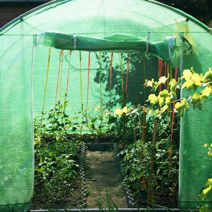 SPRINGOS Folientunnel Bogendach Fenster Gewächshaus 200 x 300 x 200 cm, UV-Schutz, belüftbar, grün – Bild 3