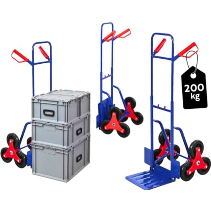 PROREGAL® Sackkarre ODIN Traglast 200kg HxBxT 119x55x44cm Lufträder Blau - Treppensteiger mit 200 kg Tragkraft und innovativem klappbaren Design – Bild 2
