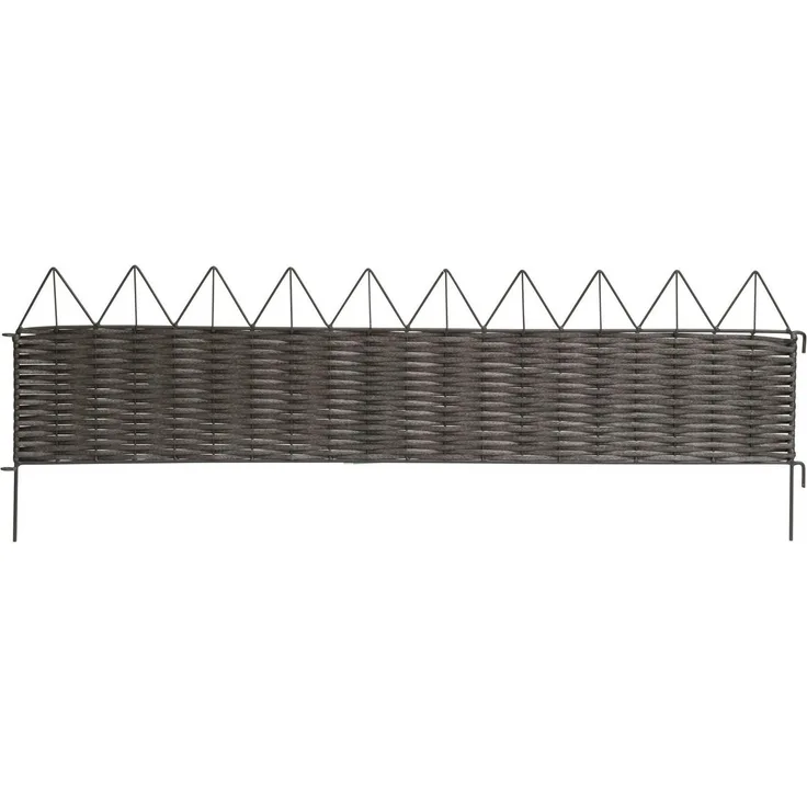 Windhager Beetumrandung PVC Rattan, Beeteinfassung in dunkler Rattan-Optik, LxH: 100x35 cm, pulverbeschichteter Metallrahmen