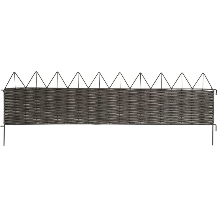 Windhager Beetumrandung PVC Rattan, Beeteinfassung in dunkler Rattan-Optik, LxH: 100x35 cm, pulverbeschichteter Metallrahmen