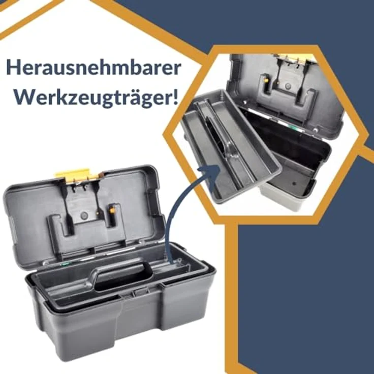 GarPet Werkzeugkoffer klein Werkzeugbox aus Polypropylen, stoßfest und recycelbar, weiß – Bild 3