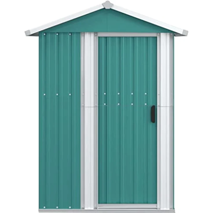 vidaXL Geräteschuppen Grün 126x97,5x177 cm Verzinkter Stahl – Bild 4