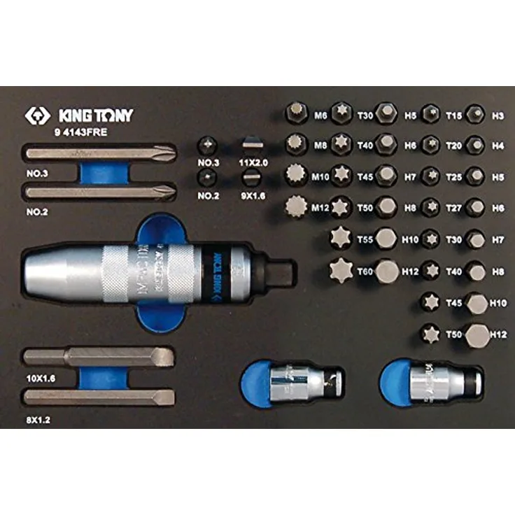 king tony 94143FRE Tablett Evawave Schlagbuchstaben Schraubendreher mit Bits, Bit-Set, 43-teilig
