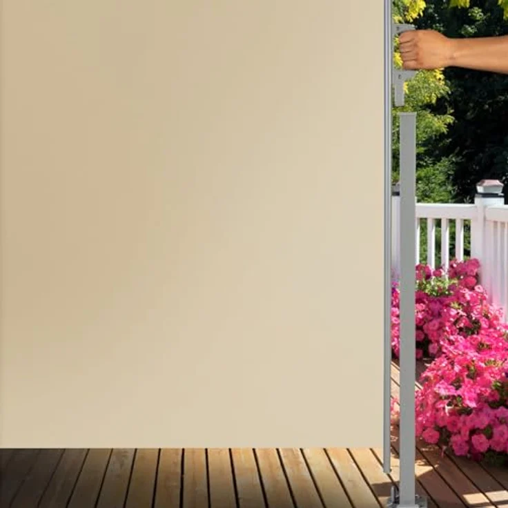 SVITA Seitenmarkise ausziehbar Sichtschutz Balkonmarkise UV50+Terrasse 450x180 Beige - Preisvergleich – Bild 3