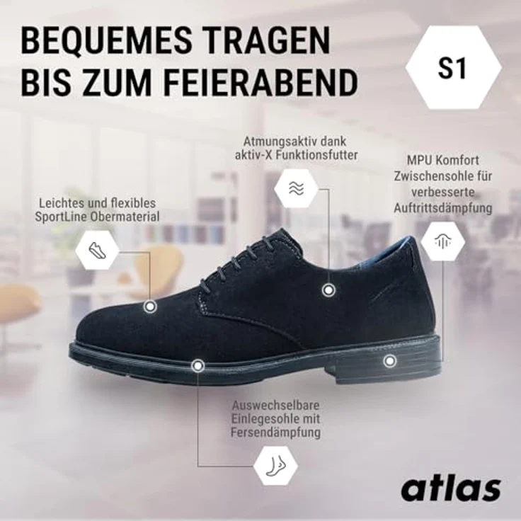 Atlas Halbschuh CX 50 black ESD, S1, mit Stahlkappe und 3D-Dämpfungssystem, Größe 40 – Bild 4