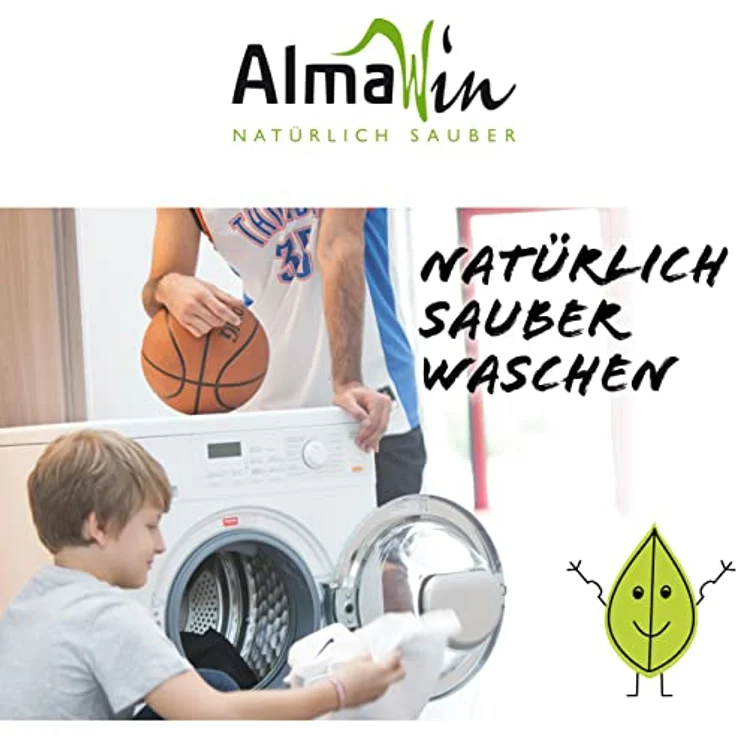 AlmaWin Color Waschmittel Lindenblüte 2kg I Umweltfreundliches Waschpulver für bunte Textilien I Ausreichend für ca. 64 Wäschen I Frei von synthetischen Duft- & Farbstoffen I Vegan – Bild 2