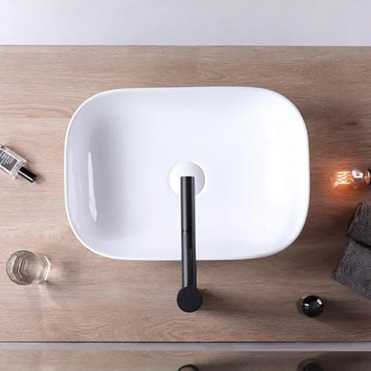 Rea Belinda Washbasin 45.5 cm, elegantes Waschbecken aus hochwertiger Keramik, weiß – Bild 3